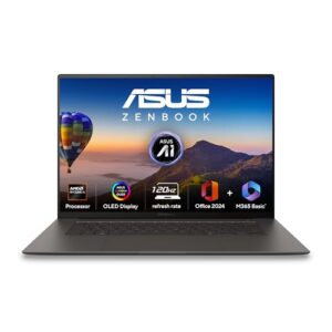 ASUS Zenbook S16, 16" Touch Screen, 3K OLED, AMD Ryzen AI 7 Octa Core 350,Copilot+ AI PC (24GB/1TB/AMD Radeon iGPU/Windows 11/M365 Basic (1Year)*/Office Home 2024/Zumaia Gray/1.5 Kg), UM5606KA-RJ109WS