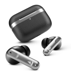 boAt Airdopes 111v2, Leather Finish,4Mics ENx,50HRS Playback,13mm Drivers,Fast Charge Bluetooth(Classic Black, True Wireless)