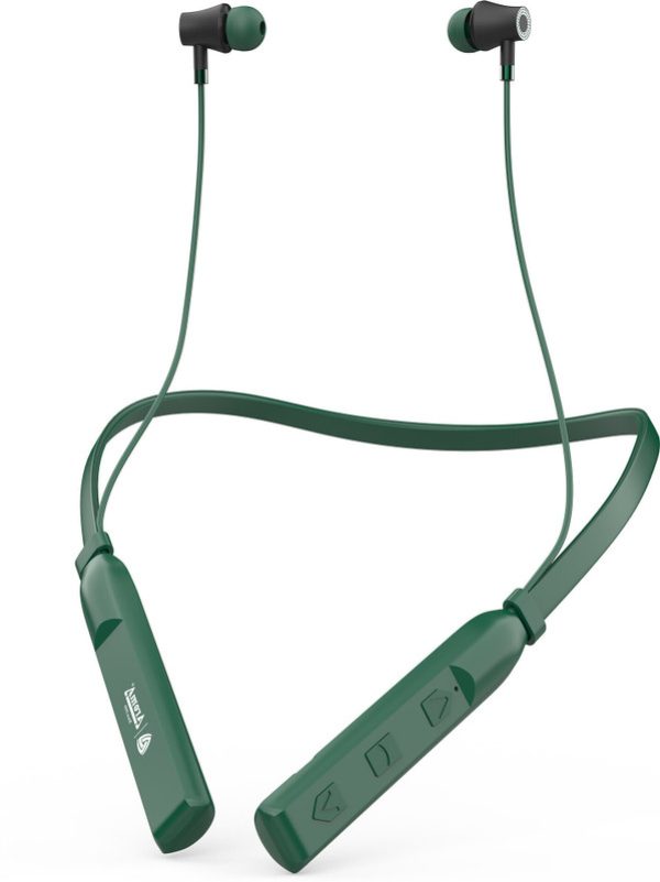 Aroma NB119B Badshah Upto 60 Hours Playtime* Fast Charging Dual Pairing Neckband Bluetooth(Graphite Green, In the Ear)