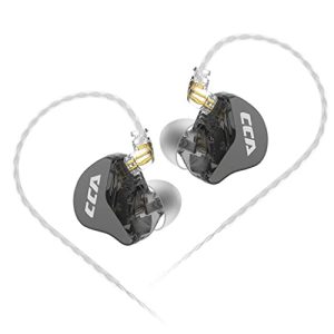 CCA CRA IEM Earphone, 3.8μ Composite Polymer Diaphragm Driver Zinc Alloy Housing in Ear Monitor Earphones with 2Pin Detachable Cable (Black (No Mic))