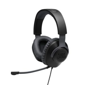 JBL Quantum 100 Wired Over Ear Gaming Headphones with Mic, 40mm Realistic Dynamic Drivers, Detachable Boom Mic, 1kHz Sensitivity, Memory Foam Cushioning, PC/Mobile/PS/Xbox/Nintendo/VR Compatible-Black