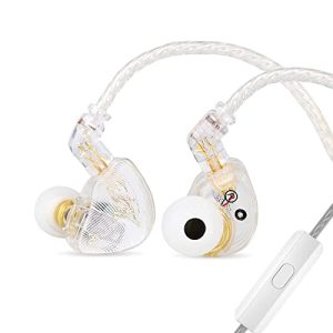Linsoul TANGZU Wan'Er S.G Hifi 10Mm Dynamic Driver PET Diaphragm In Ear Wired Headphones With Ergonomic Shape, Detachable 2Pin OFC Braided Cable For Audiophile Musician DJ Stage (White, With Mic)