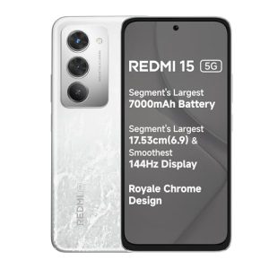 Redmi 15 5G Frosted White 6GB + 128GB | Segment's Largest 7000mAhA Battery | Segment's Largest Display 17.53cm(6.9) Up to 144Hz | Snapdragon 6s Gen 3 | 18W Reverse Charging | 50MP AI Dual Camera