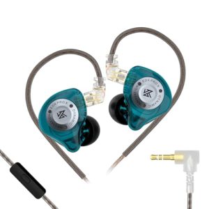 Concept Kart Kz Edx Pro X Wired Iem With Mic,10Mm Super-Linear Dynamic Driver In-Ear Monitor, Detachable Cable Design Earphone, Professional-Grade Oxygen-Free Copper Cable. (Cyan)