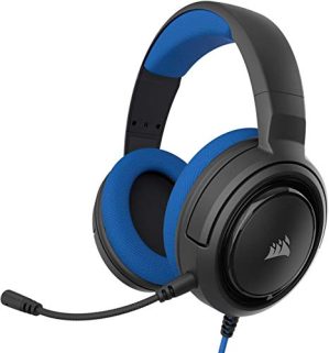 Corsair Hs35 Stereo Gaming Over Ear Wired Headphones with Mic Designed for Pc and Mobile (Blue)