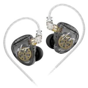 KZ Merga IEM Earphone with 3.5mm, HiFi Dual Dynamic Driver Wired in-Ear Monitor with Silver Plated Detachable Cable, Transparent Resin Cover, Noise Isolation, Comfortable Fit