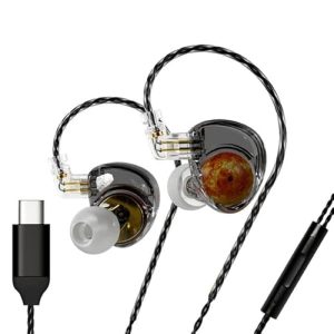 ND Planet in-Ear Monitor, 12mm Dynamic Driver Beryllium-Plated Wired IEM with Type-C, Harman Curve Tuning, 0.78mm 2Pin Gold-Plated Connector, Earphone with Mic, Detachable 4-Core OFC Cable