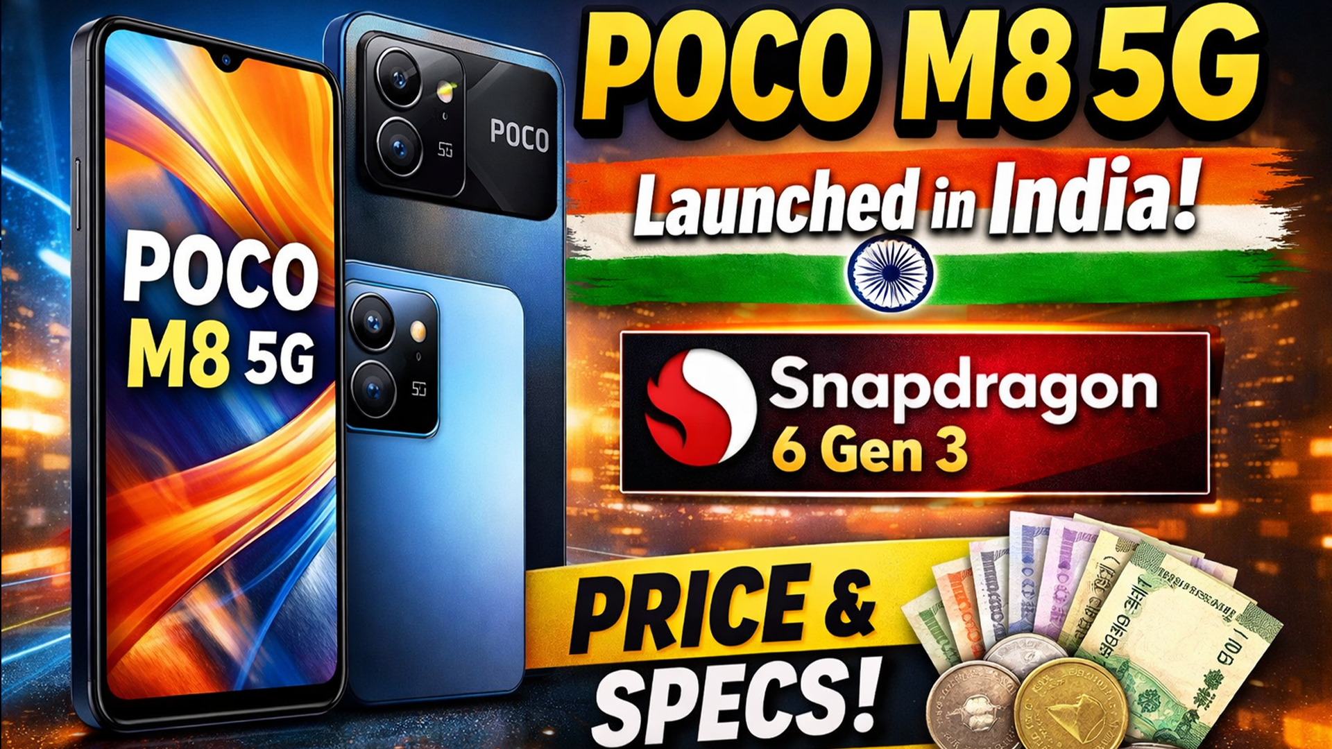 Poco M8 5G Launched in India with Snapdragon 6 Gen 3 – Price & Specs